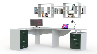 Угловой письменный стол для двоих Прима 172 BMS во всю стену