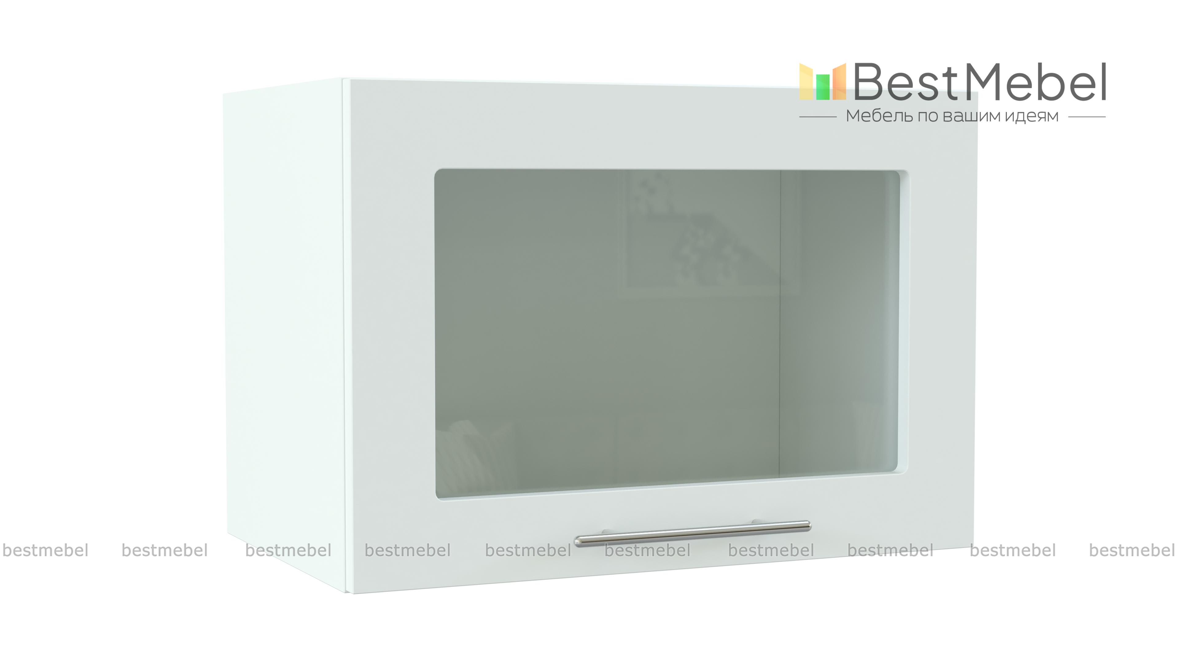 Шкаф верхний горизонтальный со стеклом 500 Капля BMS - Фото