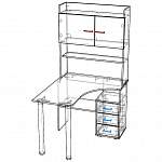 Чертеж Компьютерный угловой стол Бонни 1 с шкафчиками BMS